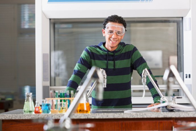 A student in chemistry class