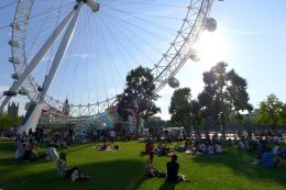 Jubilee Gardens beside the London Eye in the summer, London, England, UK