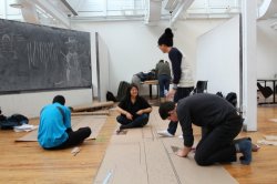 students working on a line-drawing project