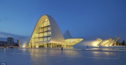 The Heydar Aliyev Centre in Baku, Azerbaijan, was designed by Iraqi-born British architect Zaha Hadid, who died earlier this year. The cultural centre, which hosts concerts and exhibitions, is named after the former President of Azerbaijan